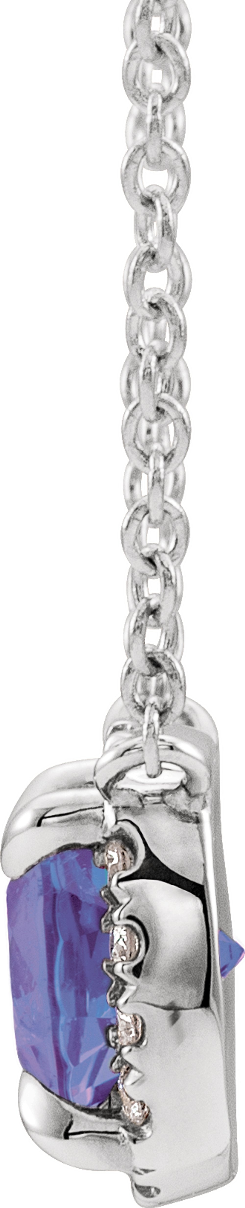 14K White Natural Tanzanite & .05 CTW Natural Diamond 18" Necklace