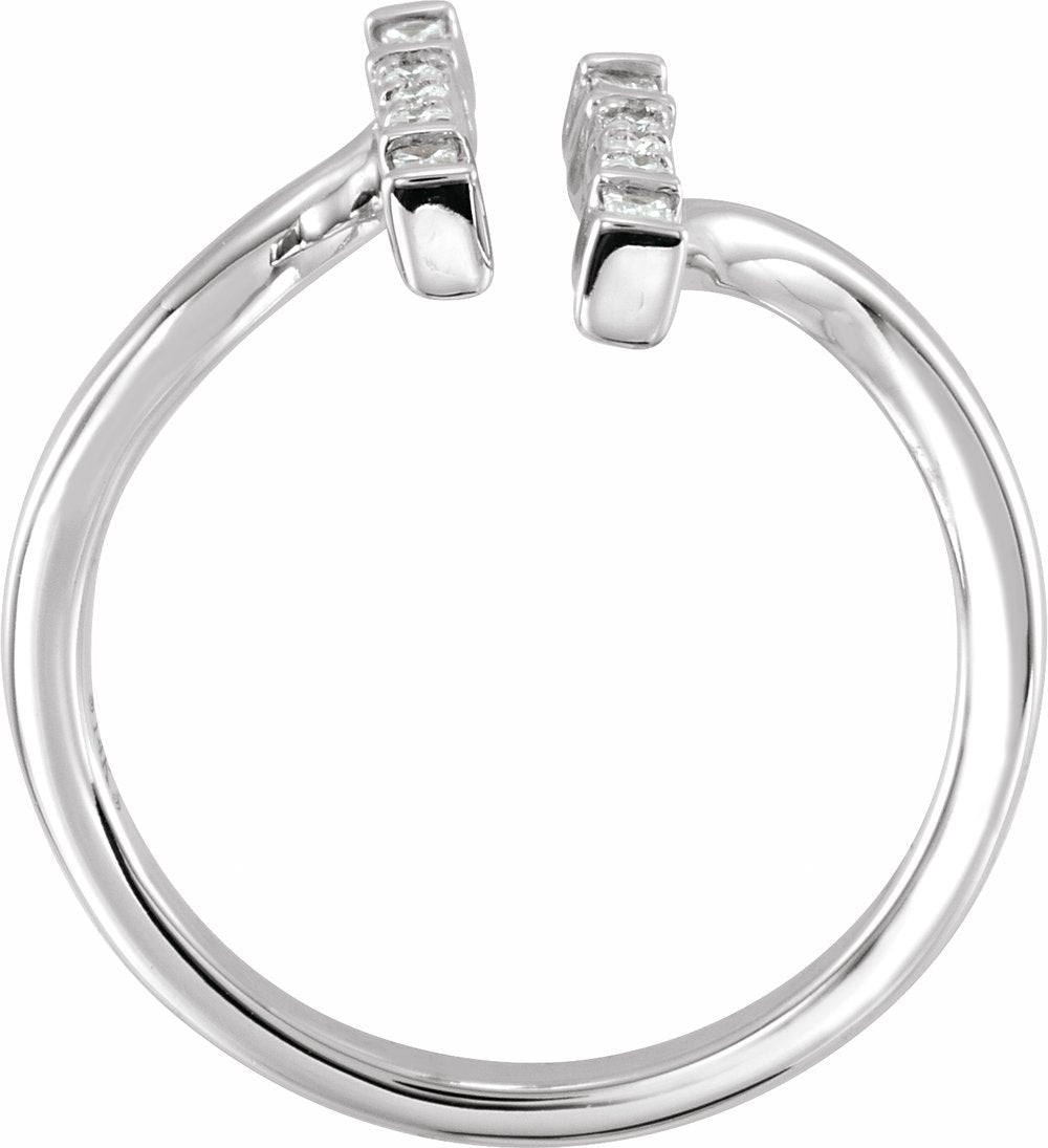 14K White Gold 1/6 CTW Natural Diamond Double Bar Ring