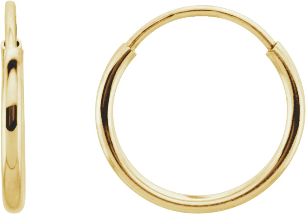14K Yellow Gold Endless Tube 10 mm Hoop Earring