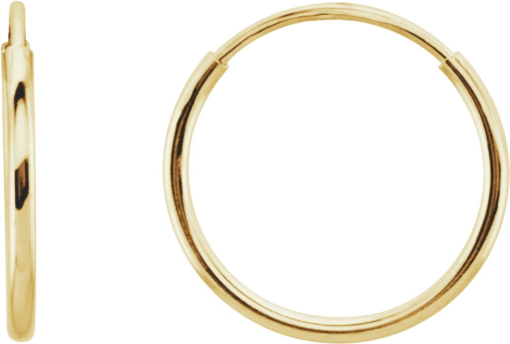 14K Yellow Gold Endless Tube 12 mm Hoop Earring