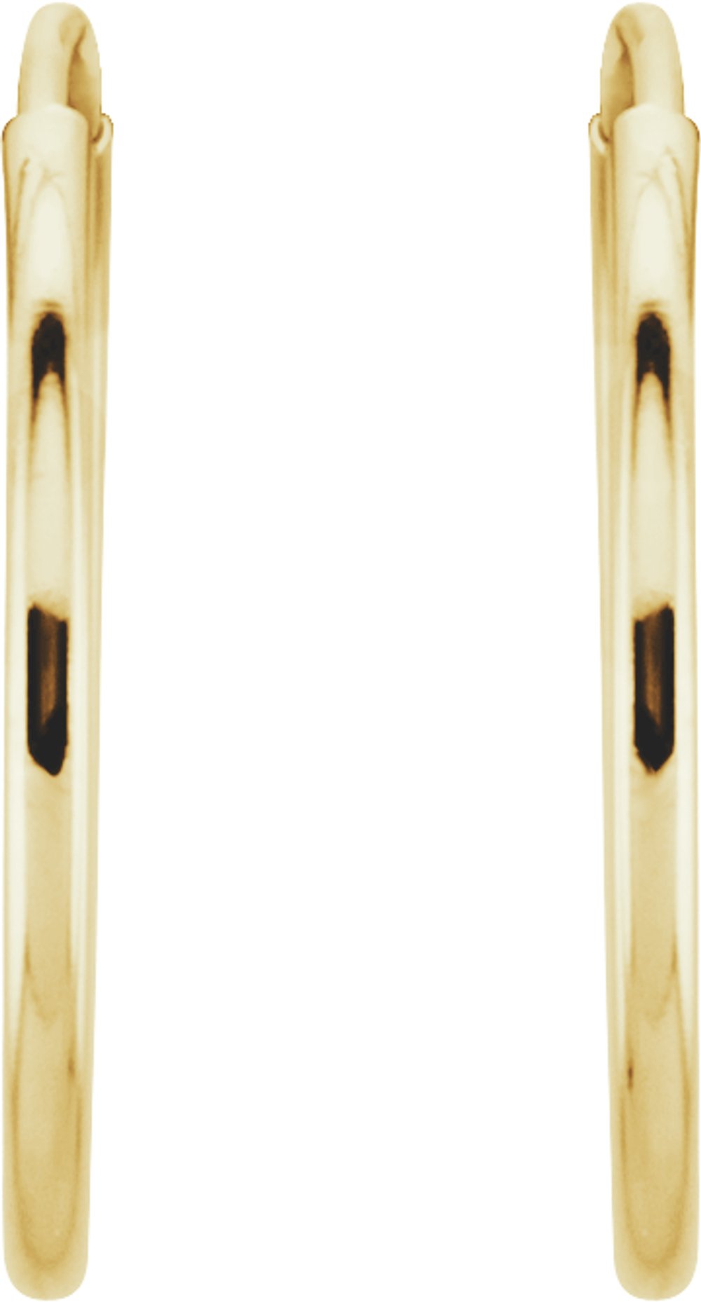 14K Yellow Gold Endless Tube 15 mm Hoop Earring