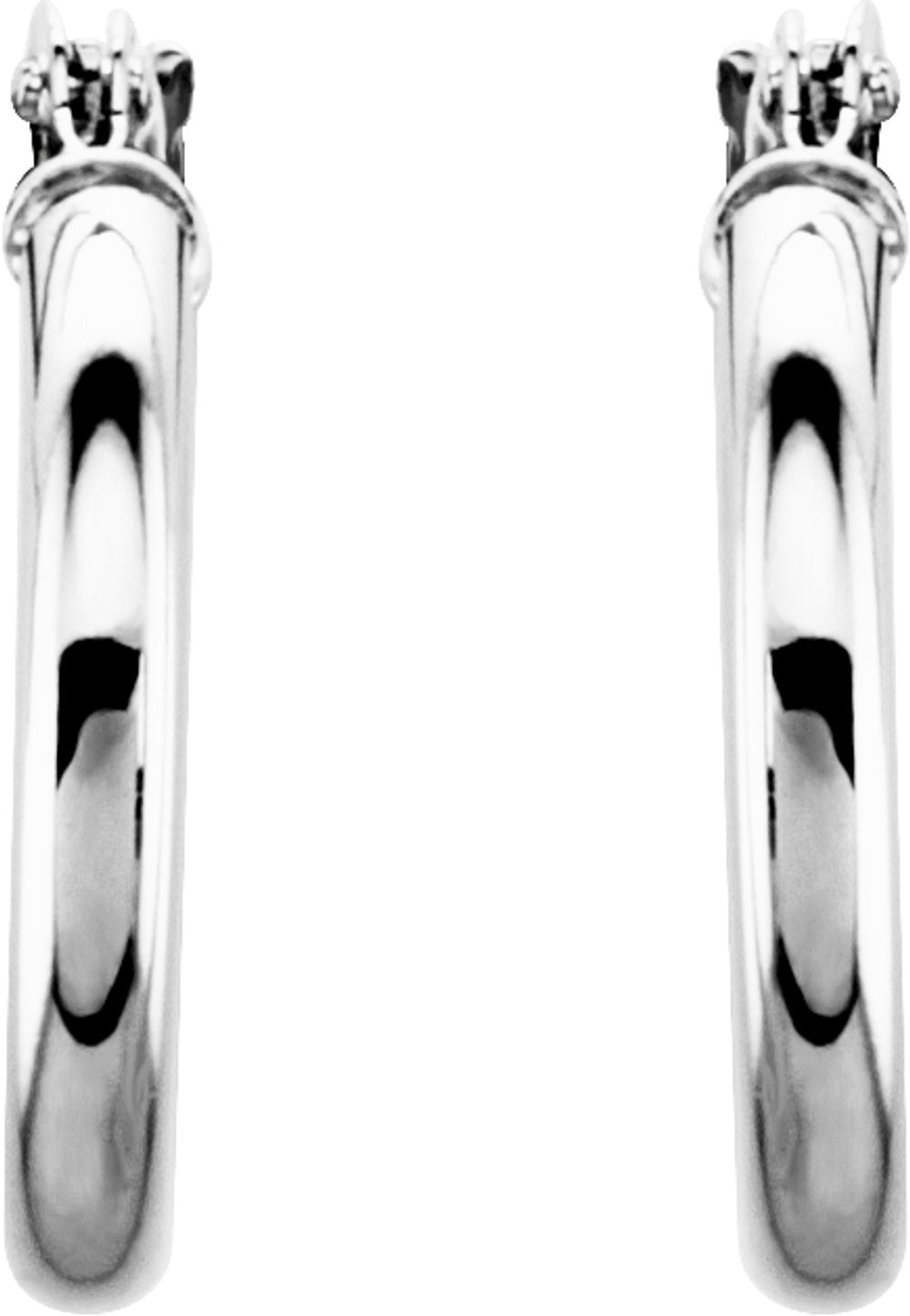 14K White Gold Tube 15 mm Hoop Earrings