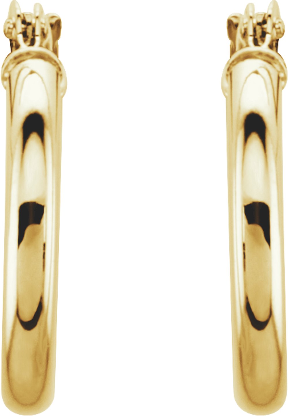 14K Yellow Gold Tube 15 mm Hoop Earrings