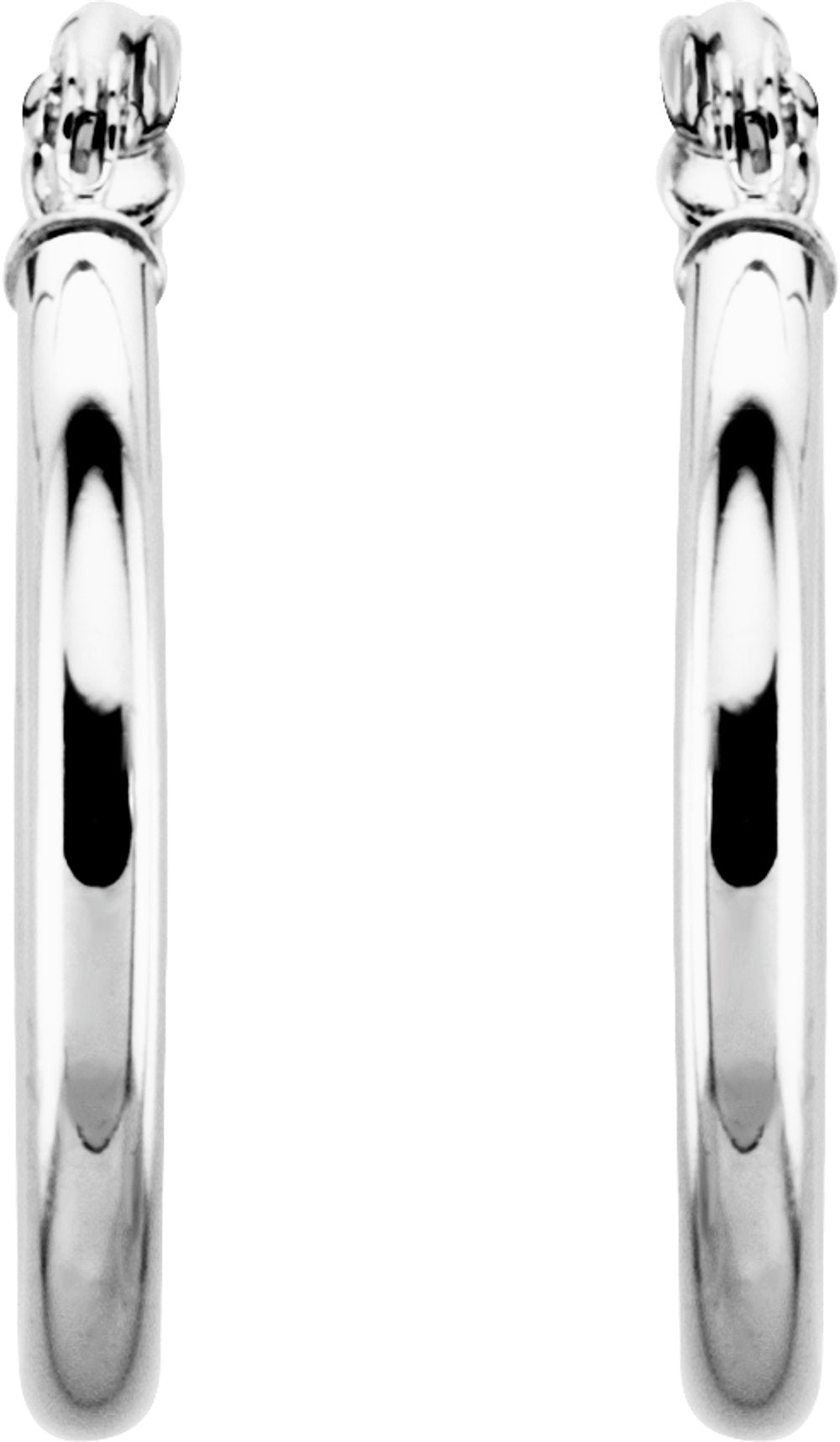 14K White Gold Tube 20 mm Hoop Earrings