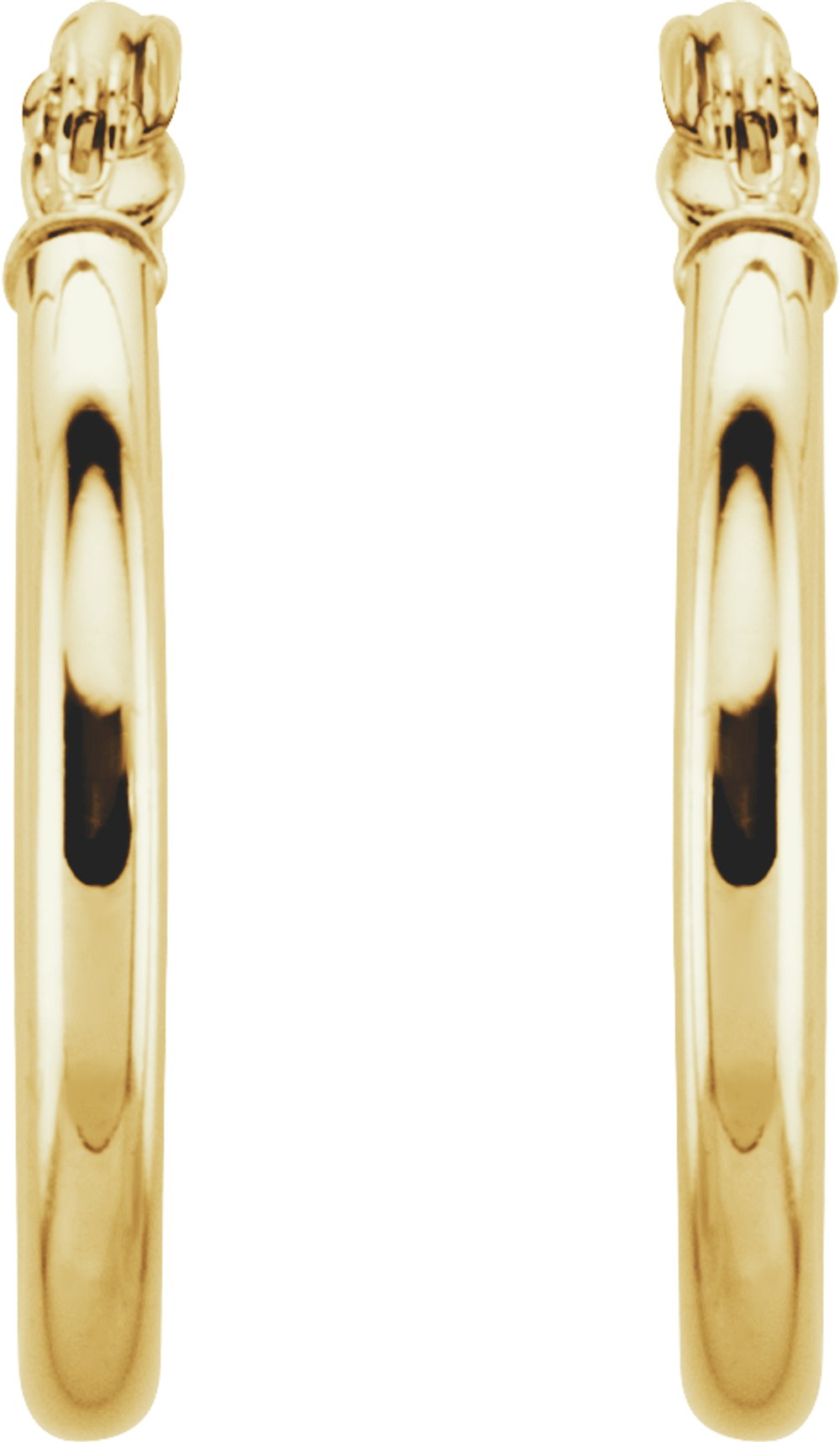 14K Yellow Gold Tube 20 mm Hoop Earrings