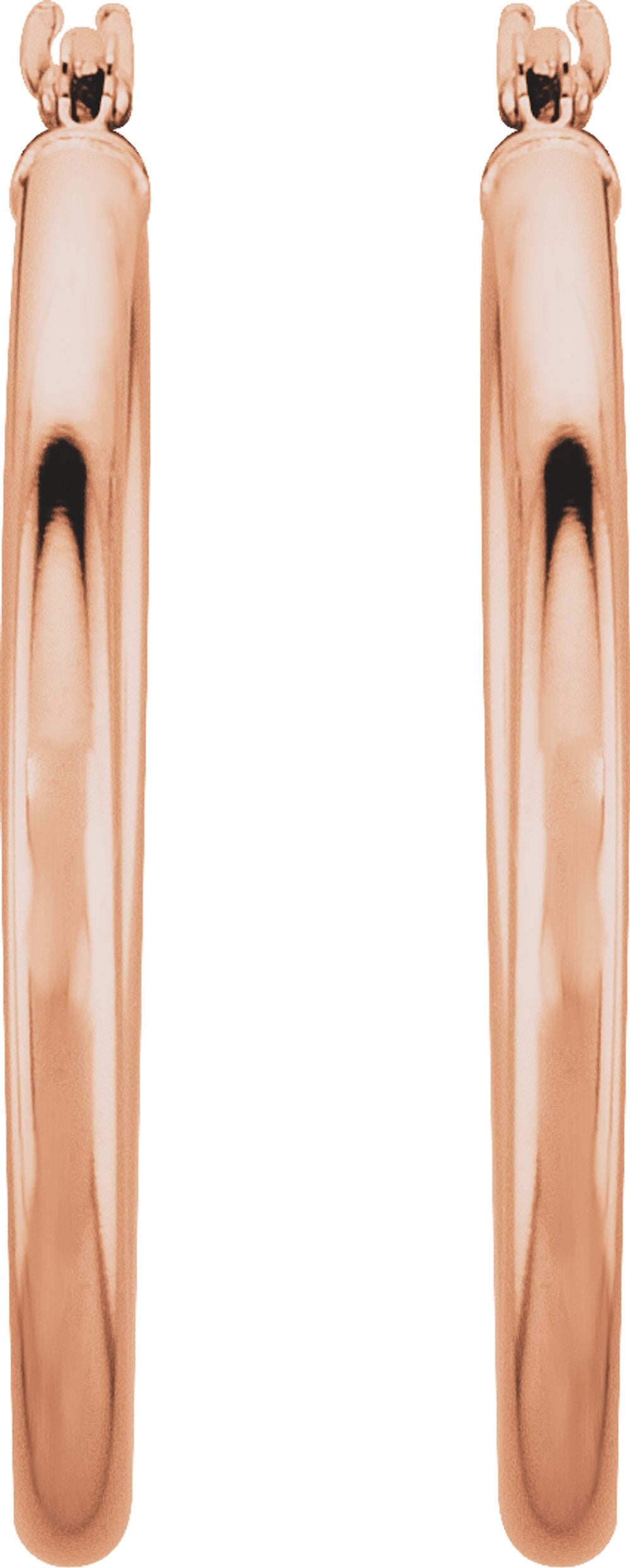 14K Rose Gold Tube 25 mm Hoop Earrings