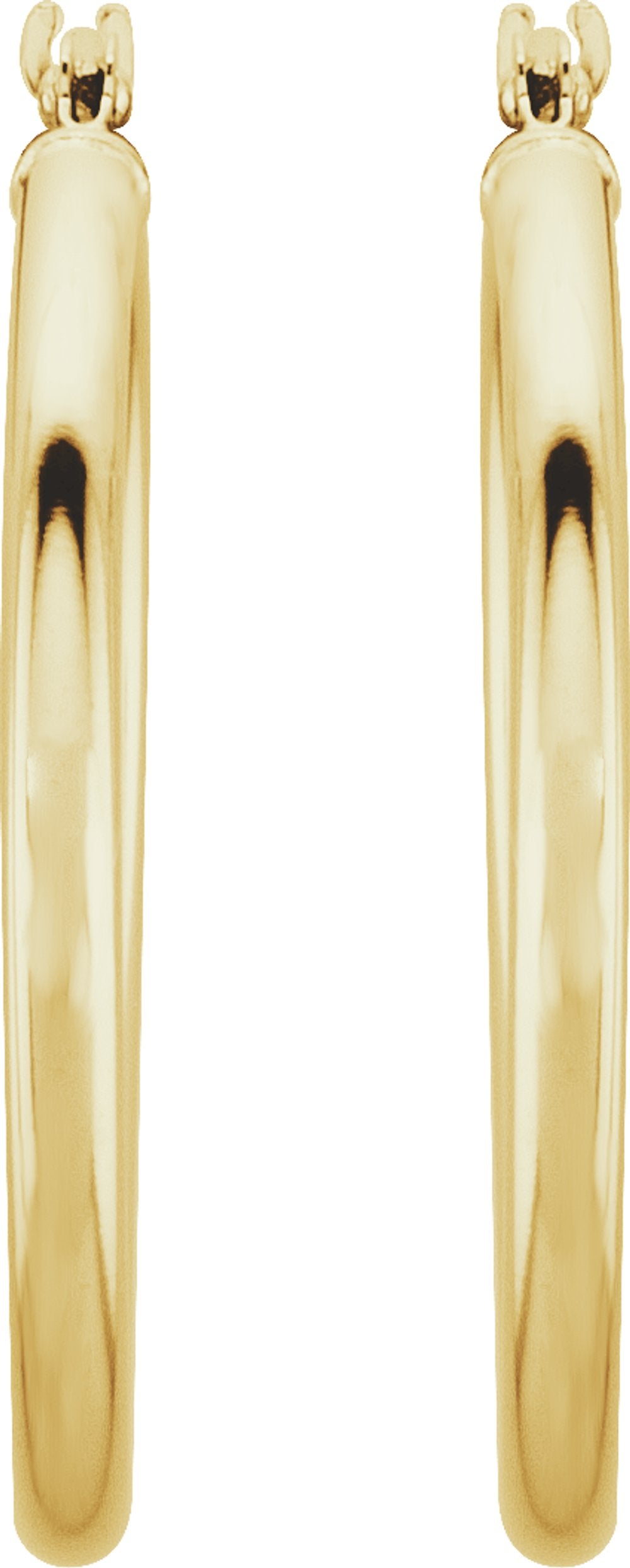 14K Yellow Gold Tube 25 mm Hoop Earrings