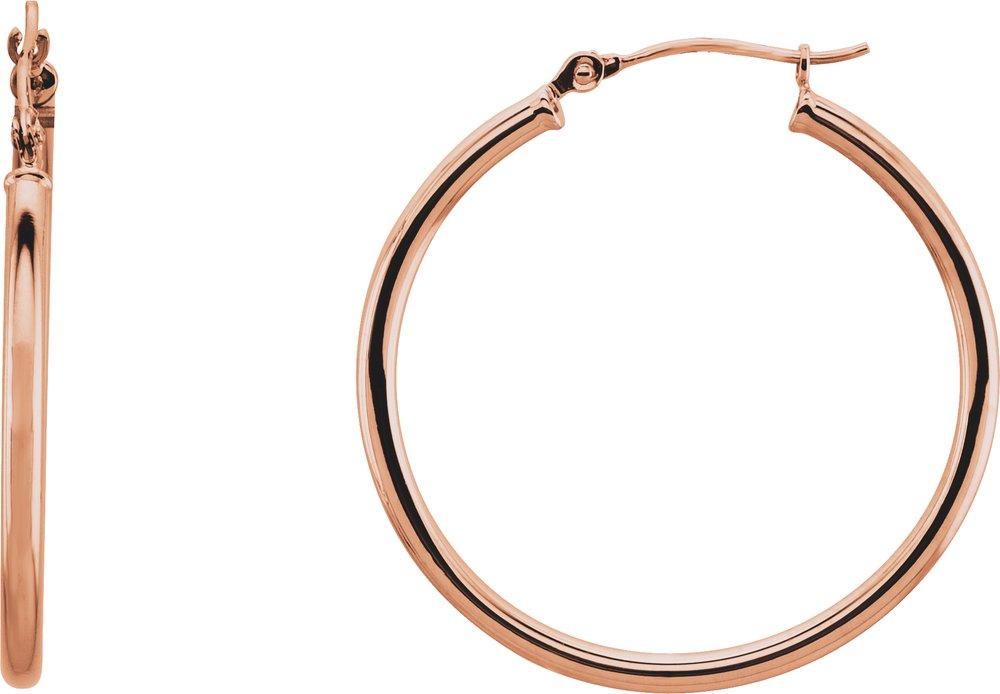 14K Rose Gold Tube 30 mm Hoop Earrings