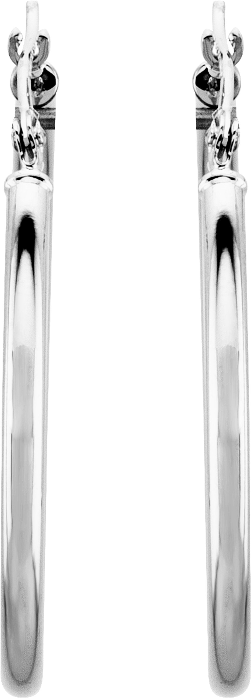 14K White Tube 30 mm Hoop Earrings