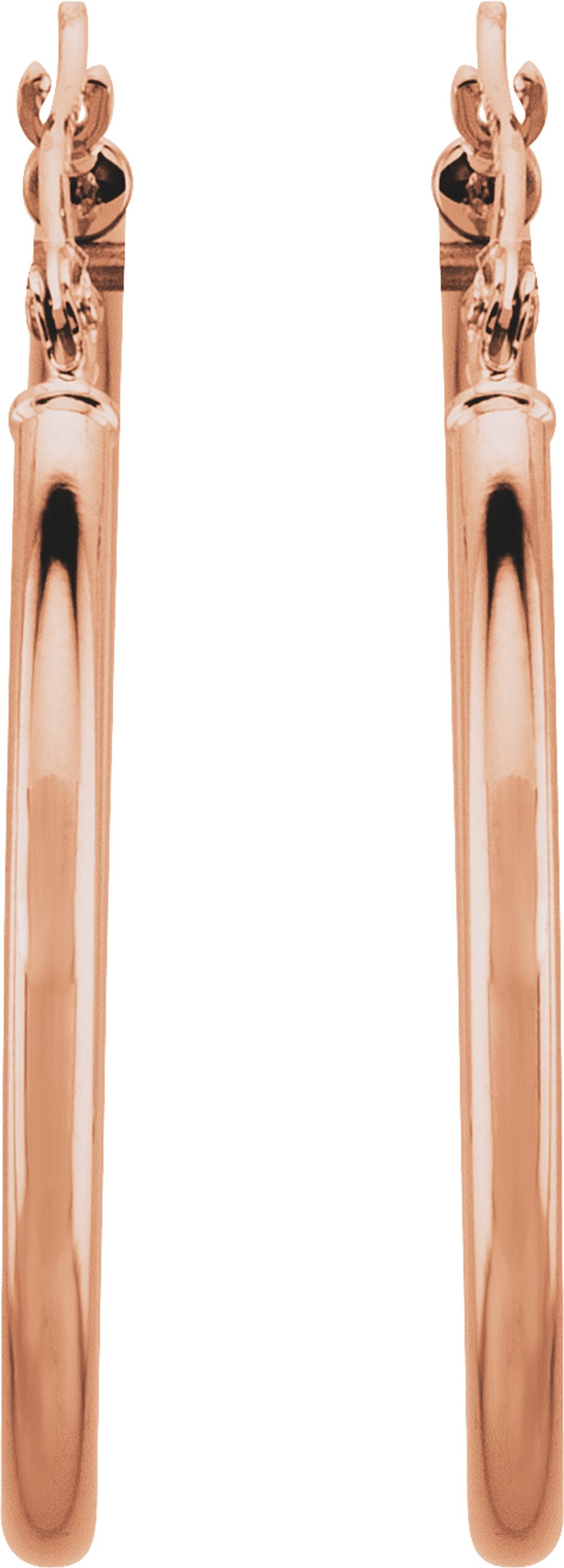 14K Rose Gold Tube 30 mm Hoop Earrings