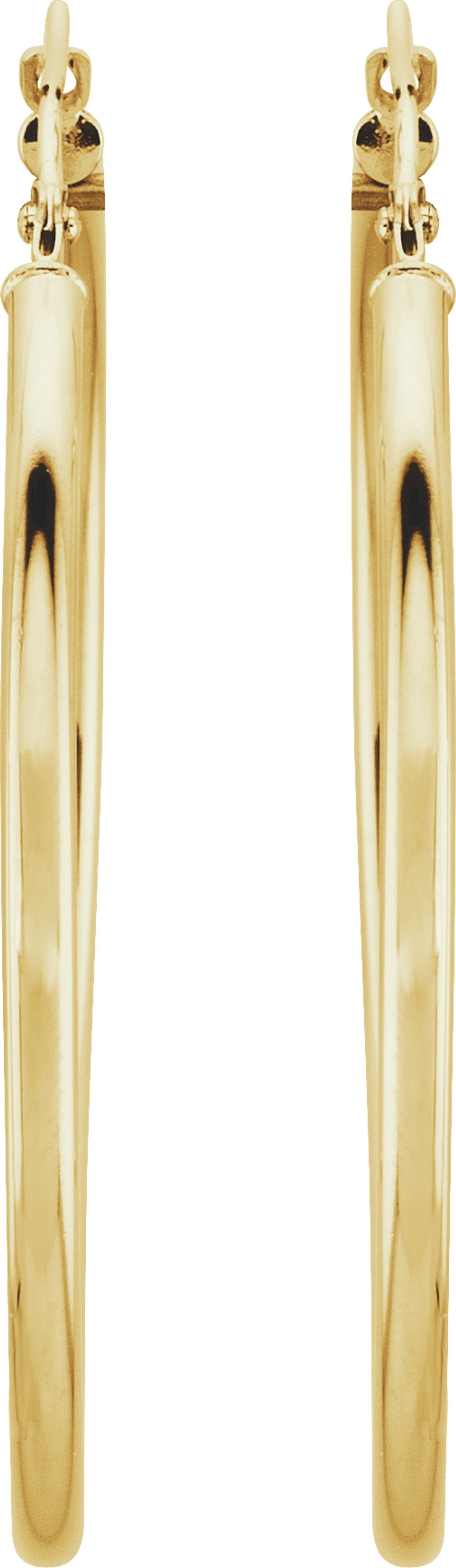 14K Yellow Gold Tube 40 mm Hoop Earrings