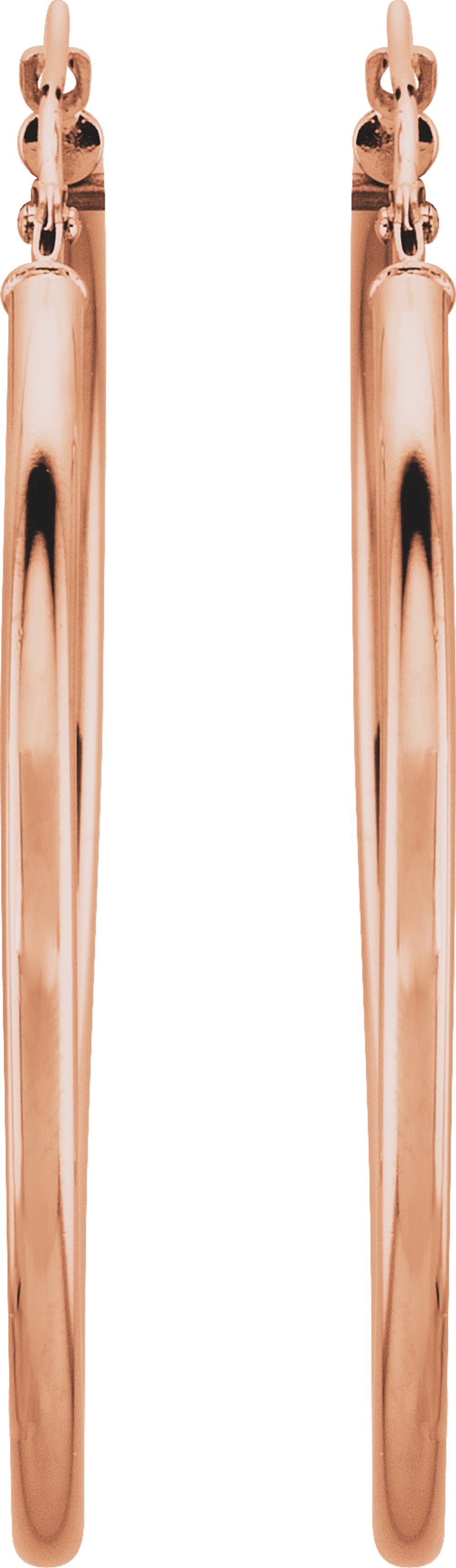 14K Rose Gold Tube 40 mm Hoop Earrings