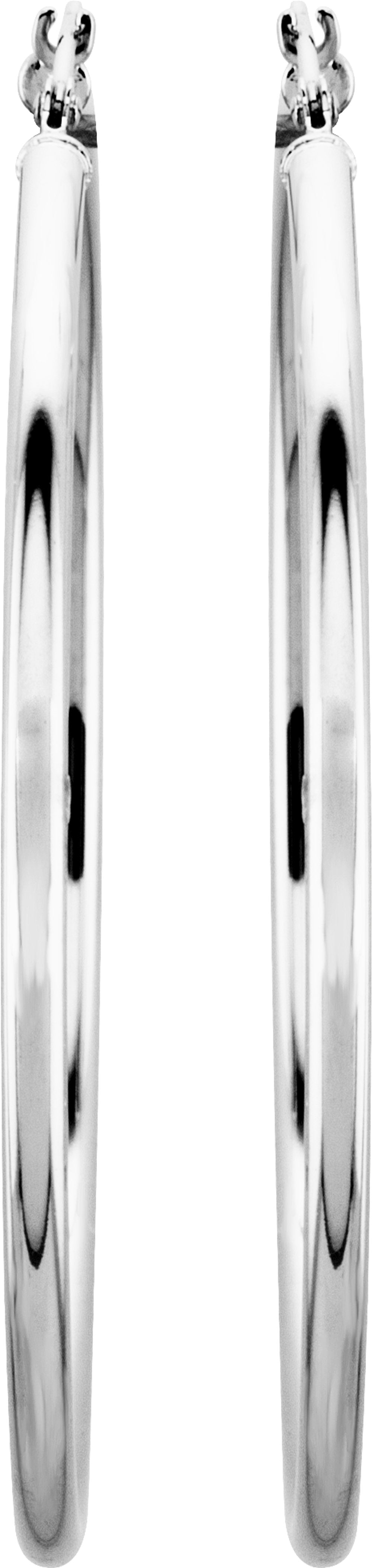 14K White Gold Tube 47 mm Hoop Earrings