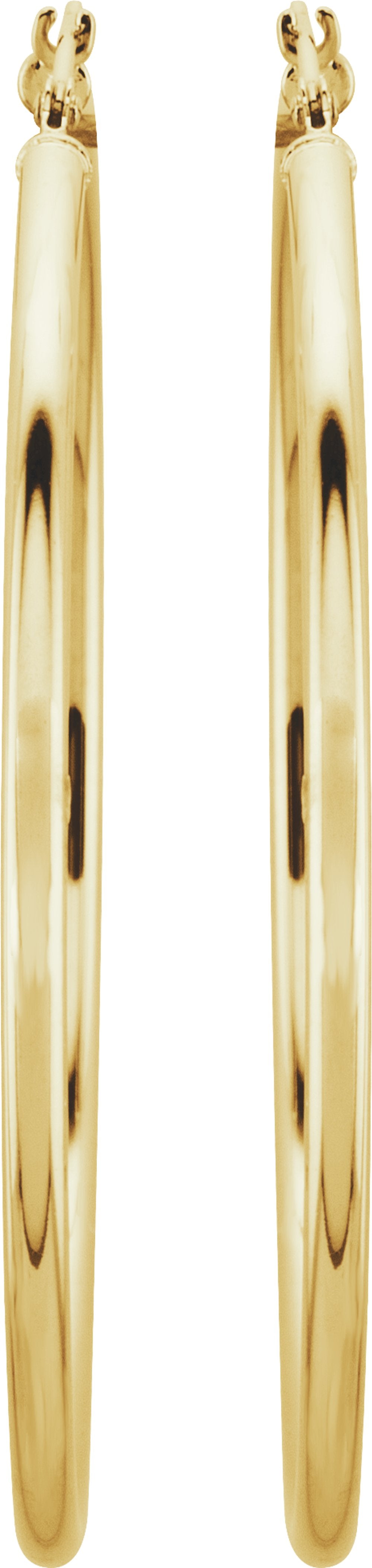 14K Yellow Tube 47 mm Hoop Earrings