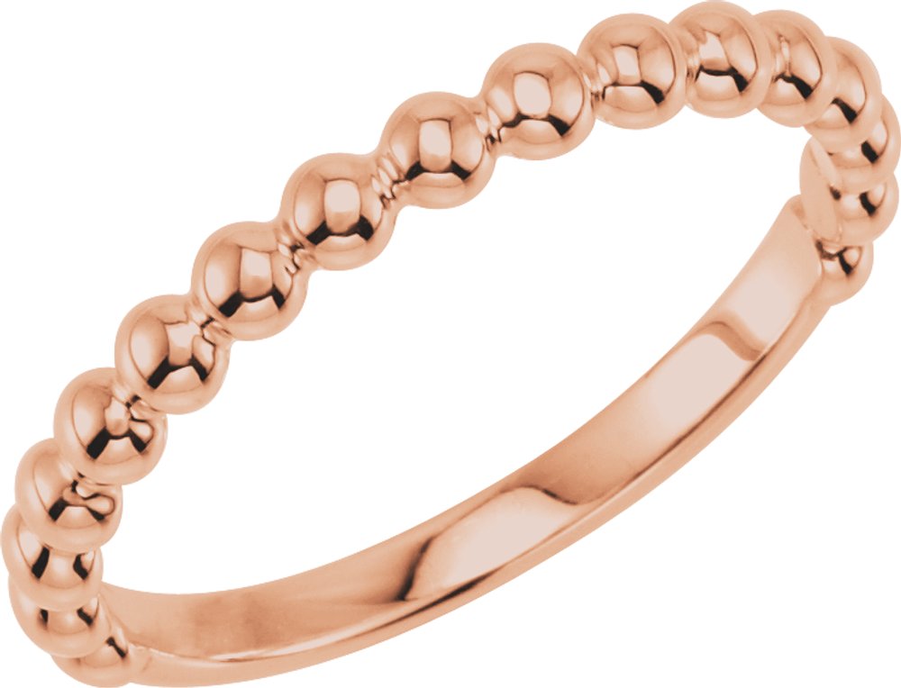 14K Rose Gold Stackable Beaded Ring
