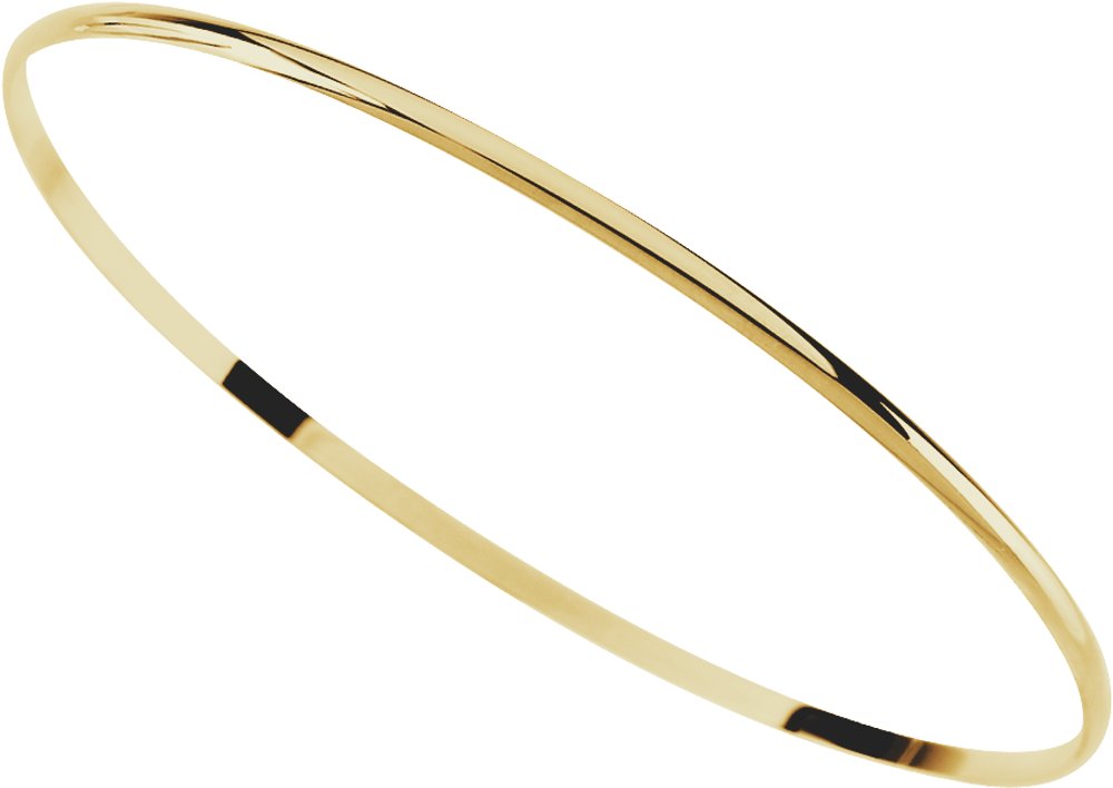 14K Yellow Gold Engravable 2 mm Half Round Bangle 7 1/2" Bracelet