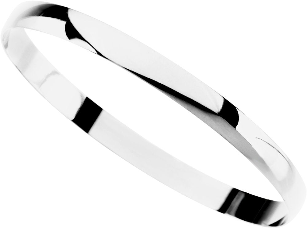 14K White Engravable 6 mm Half Round Bangle 7 1/2" Bracelet