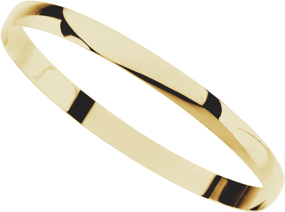 14K Yellow Gold Engravable 6 mm Half Round Bangle 7 1/2" Bracelet