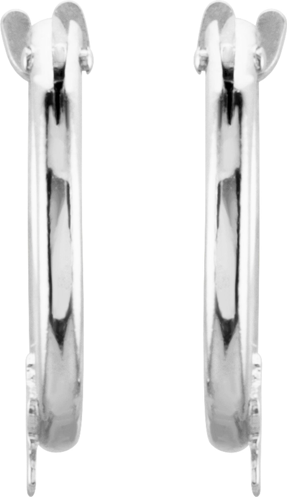 14K White Star Hinged 12.5 mm Hoop Earrings