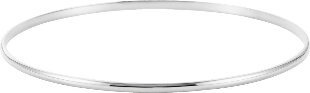 14K White Engravable 2 mm Half Round Bangle 7 1/2" Bracelet