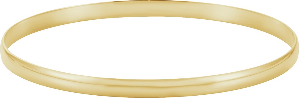 14K Yellow Gold Engravable 4 mm Half Round Bangle 7 1/2" Bracelet