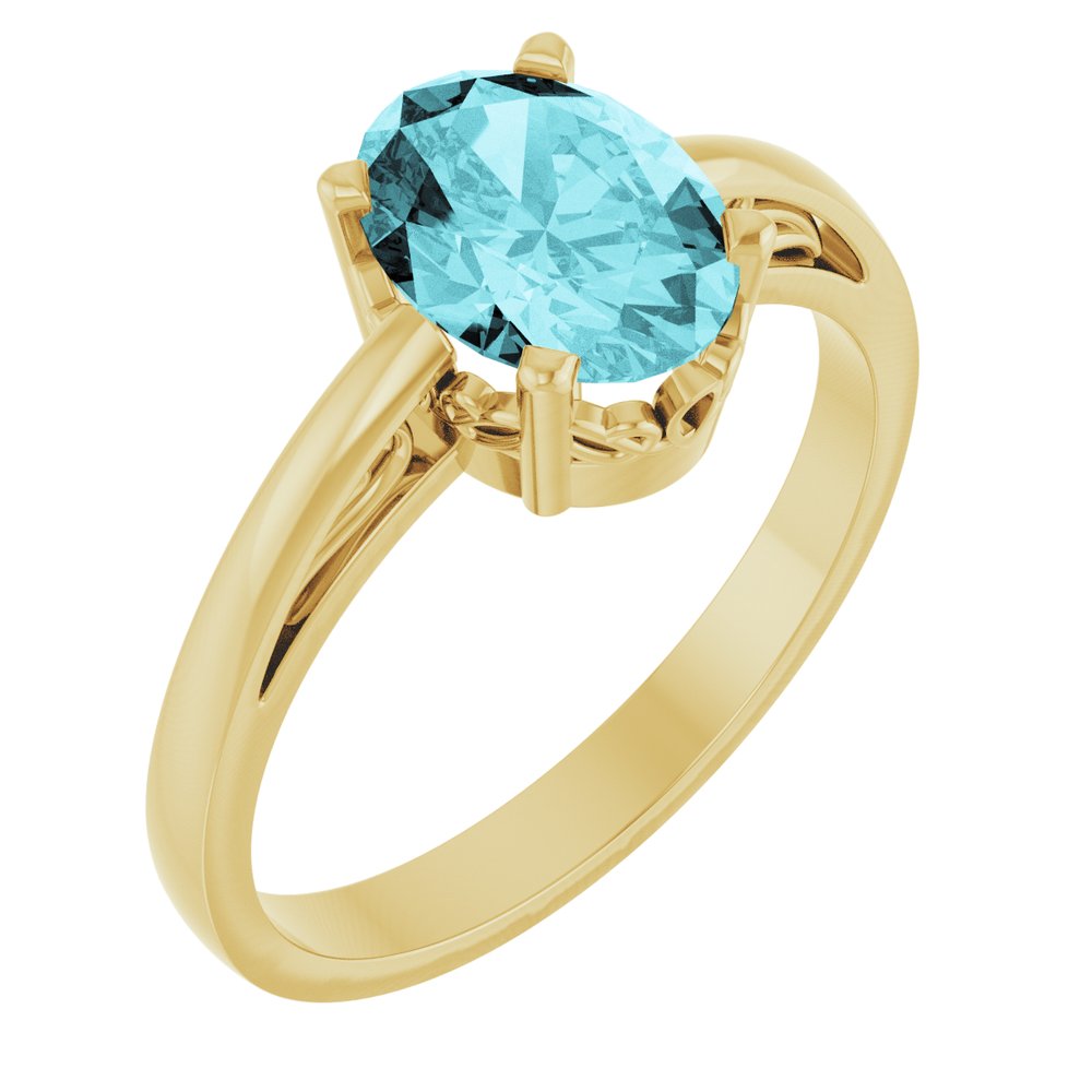 14K Yellow Gold Natural Blue Zircon Ring