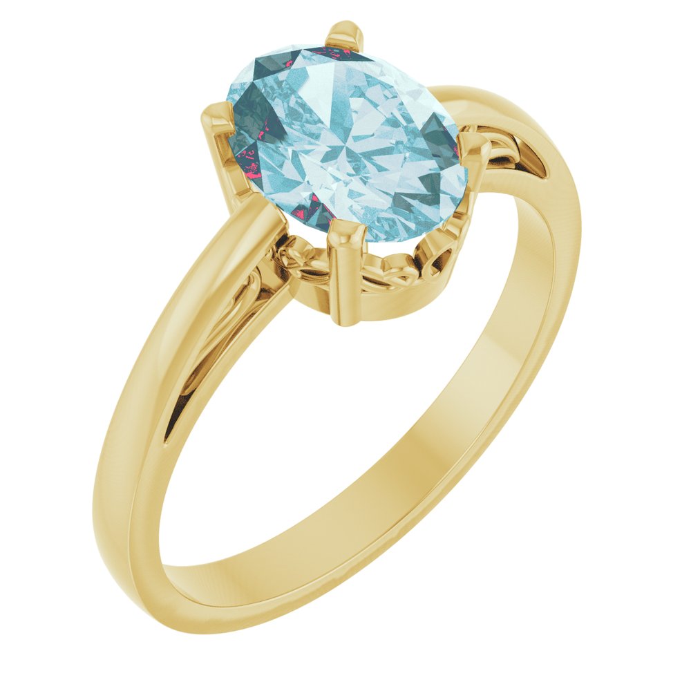 14K Yellow Natural Sky Blue Topaz Ring
