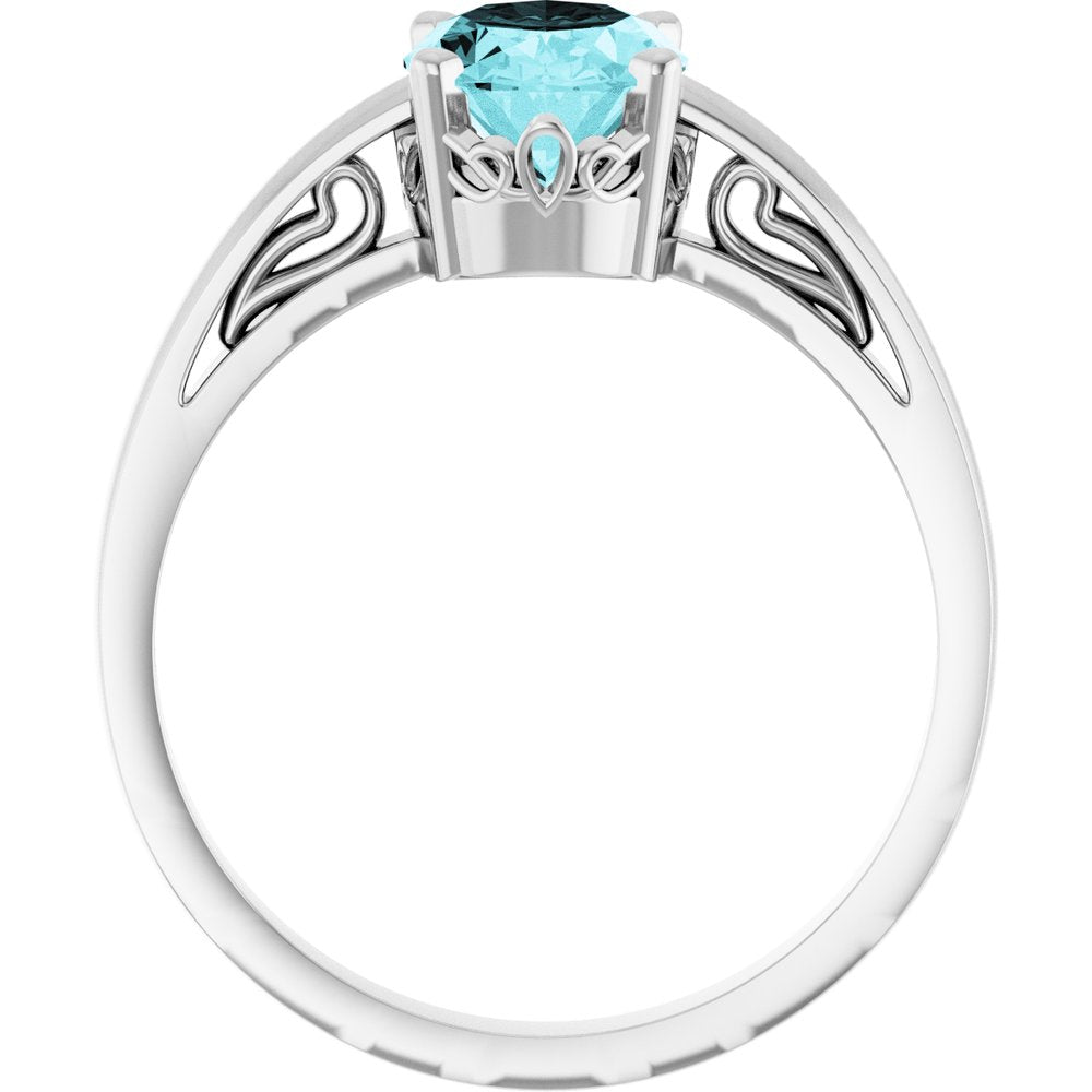 14K White Gold Natural Blue Zircon Ring
