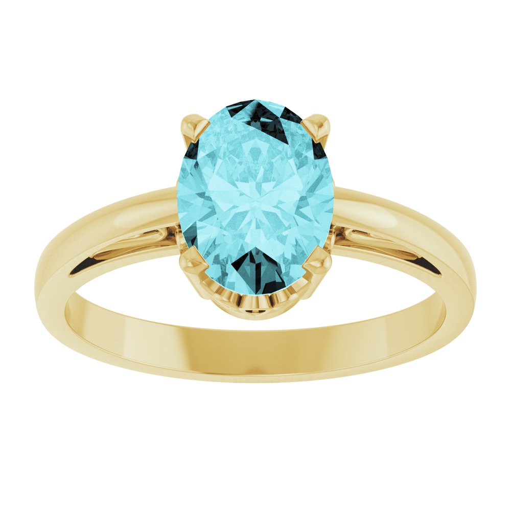 14K Yellow Gold Natural Blue Zircon Ring