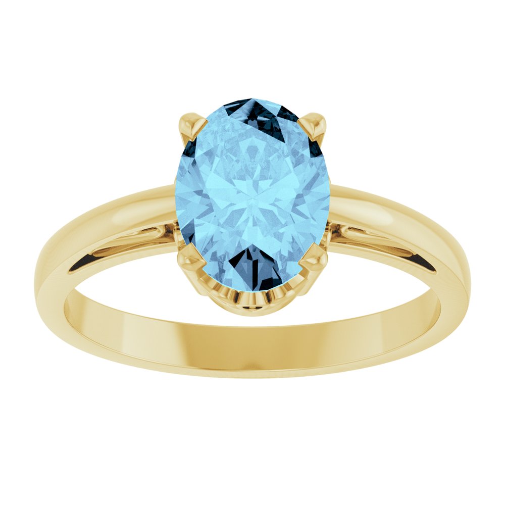 14K Yellow Gold Natural Aquamarine Scroll Setting® Ring