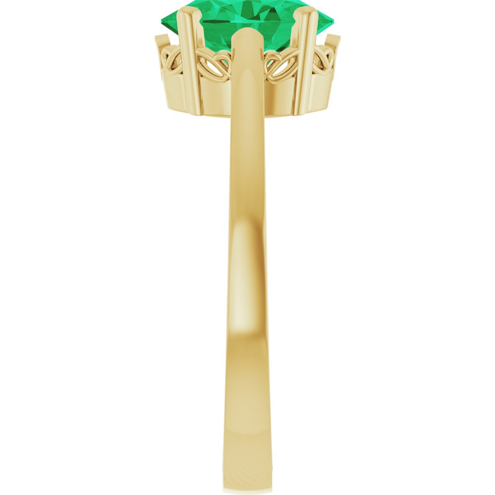 14K Yellow Lab-Grown Emerald Ring