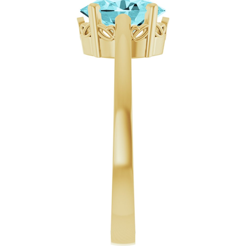 14K Yellow Gold Natural Blue Zircon Ring