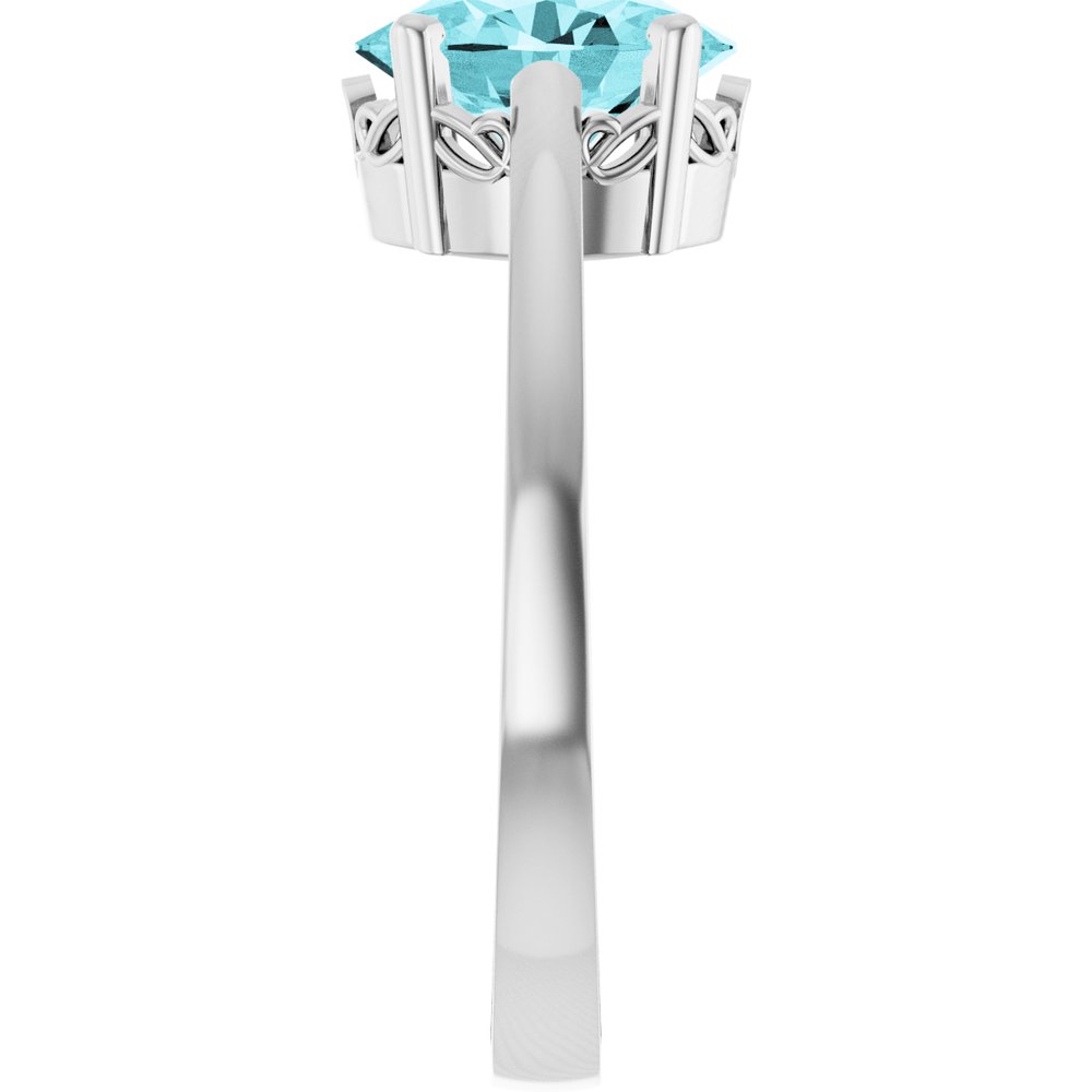 14K White Gold Natural Blue Zircon Ring