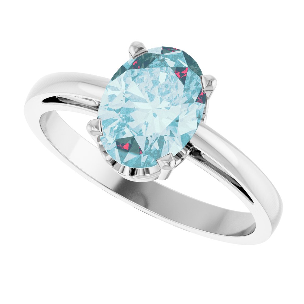 14K White Natural Sky Blue Topaz Ring
