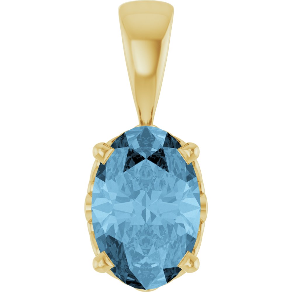 14K Yellow Natural Sky Blue Topaz Pendant