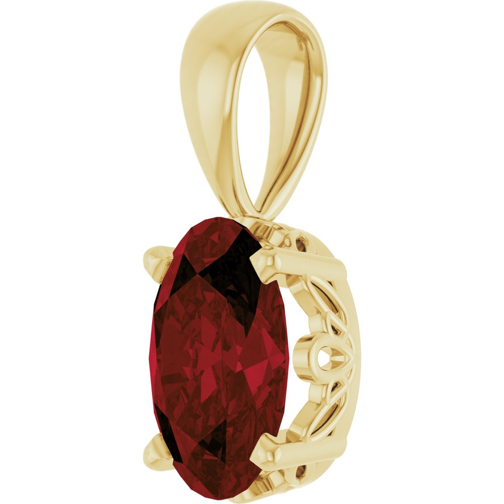 14K Yellow Gold Natural Mozambique Garnet Pendant