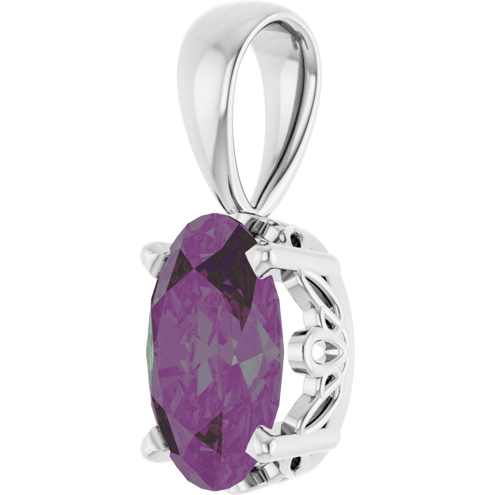 14K White Gold Lab-Grown Alexandrite Pendant