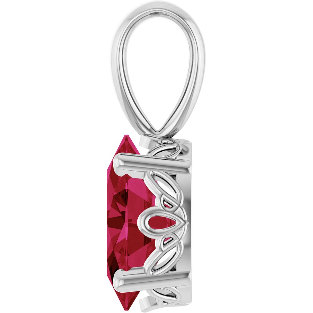 Sterling Silver Lab-Grown Ruby Pendant