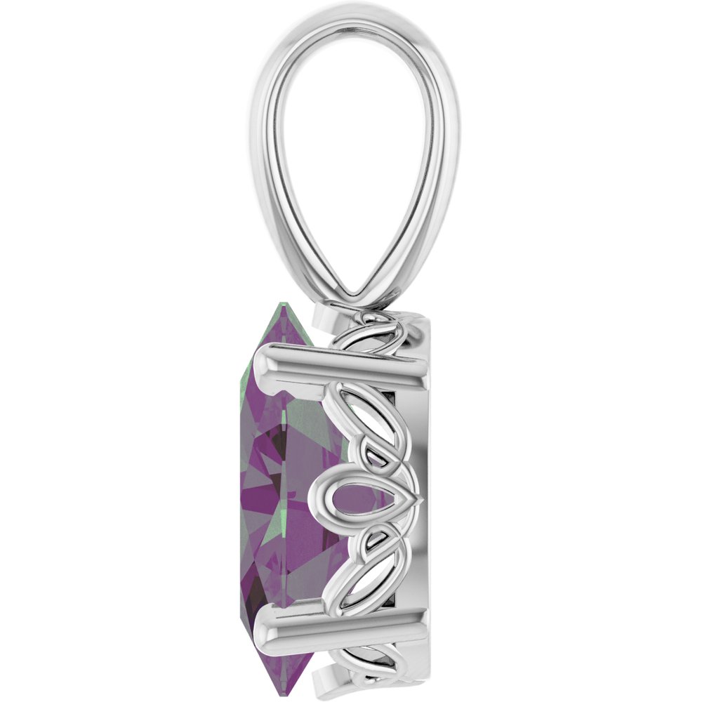 14K White Gold Lab-Grown Alexandrite Pendant