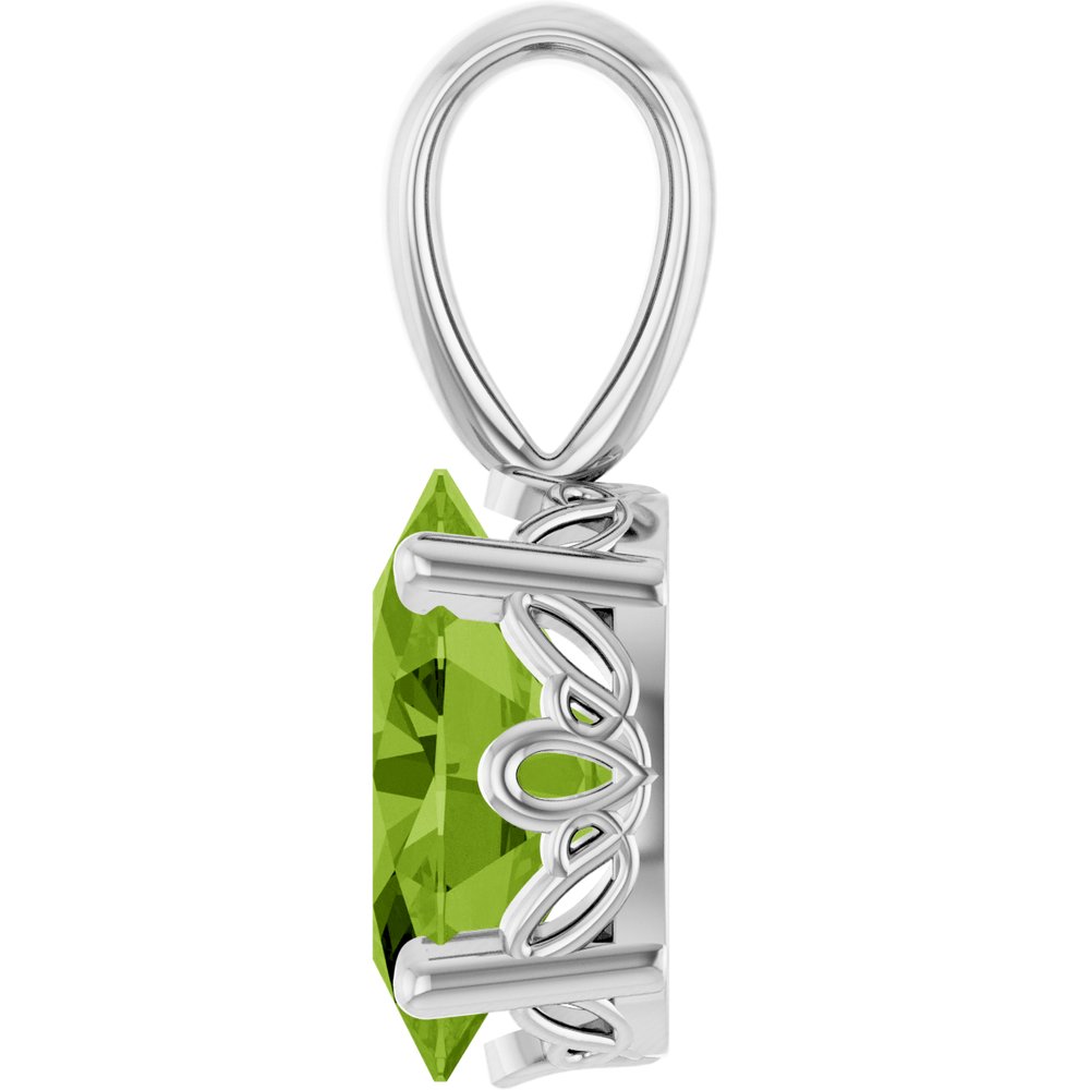 14K White Gold Natural Peridot Pendant