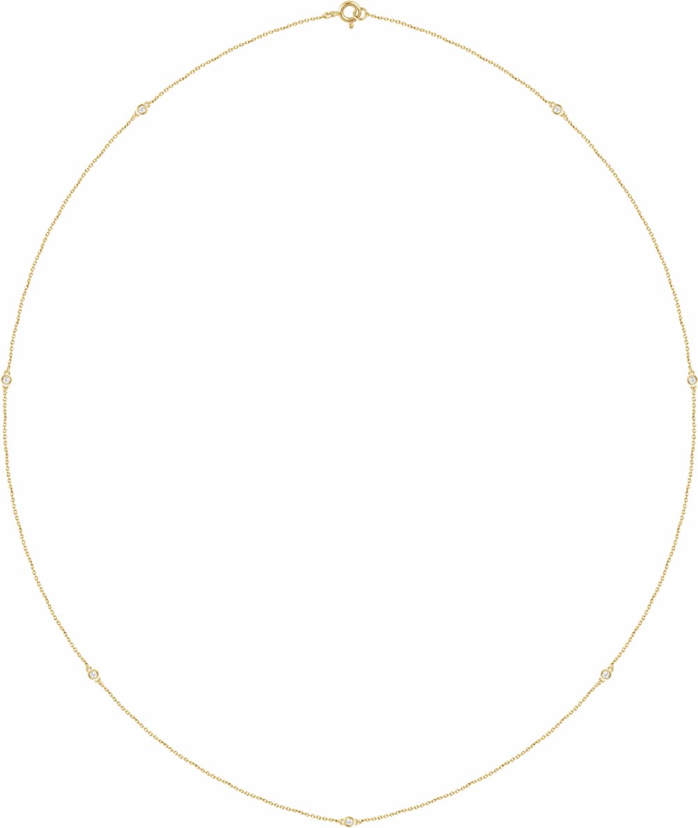 14K Yellow Gold 1/4 CTW Lab-Grown Diamond 7-Station 24" Necklace