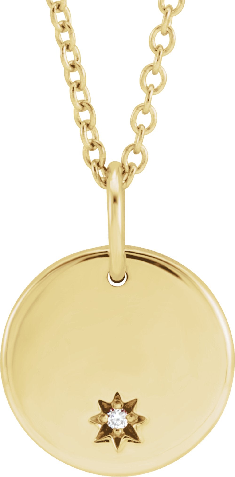 14K Yellow Engravable .005 CT Natural Diamond 16-18" Necklace
