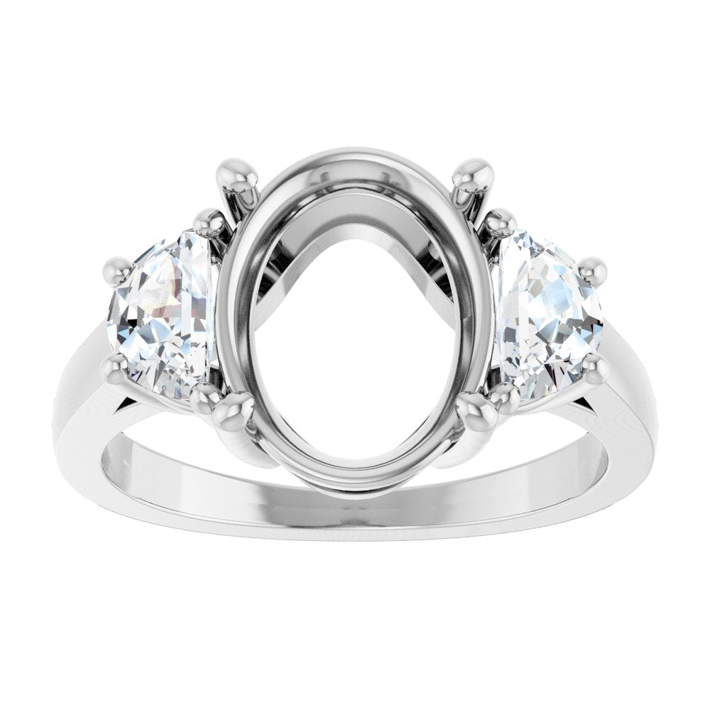 14K White 5.5 x 3.4 mm Oval 3/4 CTW Lab-Grown Diamond Semi-Set Engagement Ring