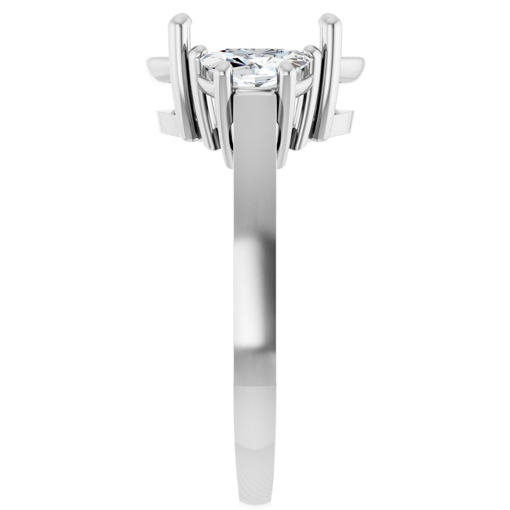 14K White 5.5 x 3.4 mm Oval 3/4 CTW Lab-Grown Diamond Semi-Set Engagement Ring