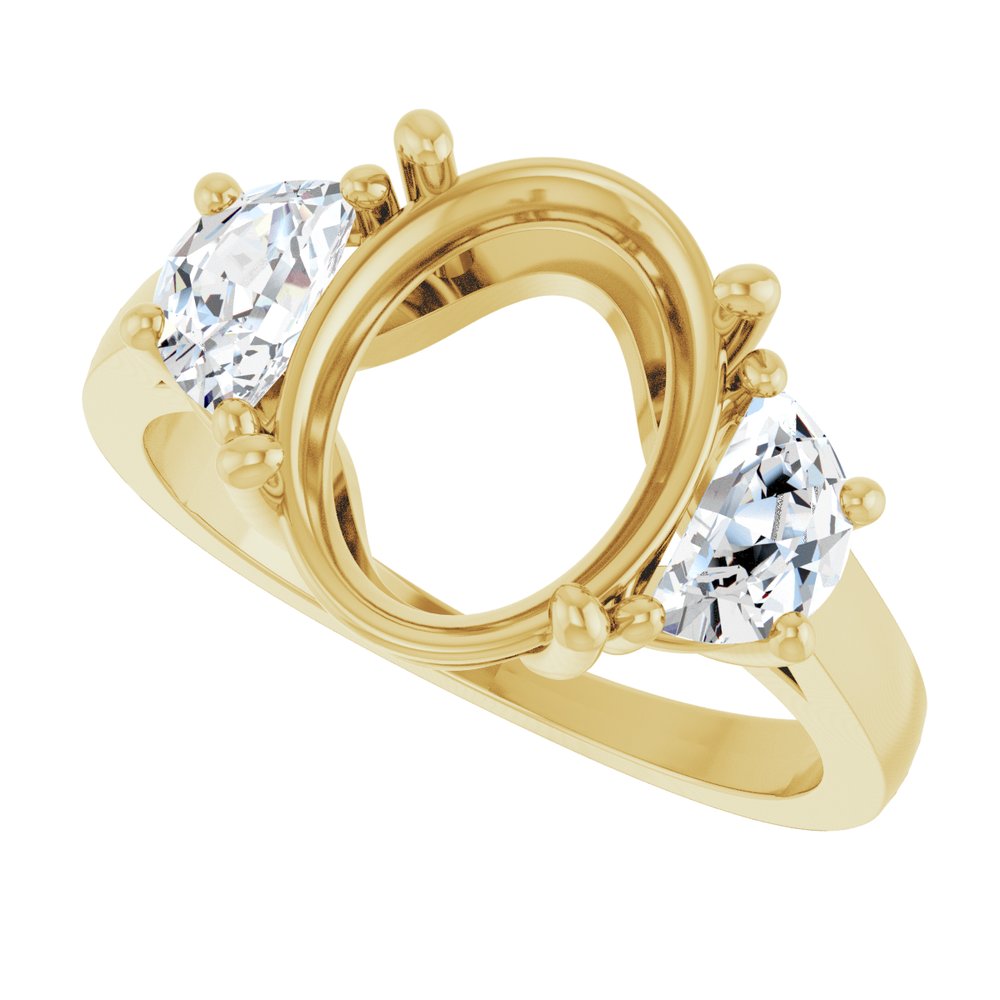 14K Yellow 5.5 x 3.4 mm Oval 3/4 CTW Lab-Grown Diamond Semi-Set Engagement Ring