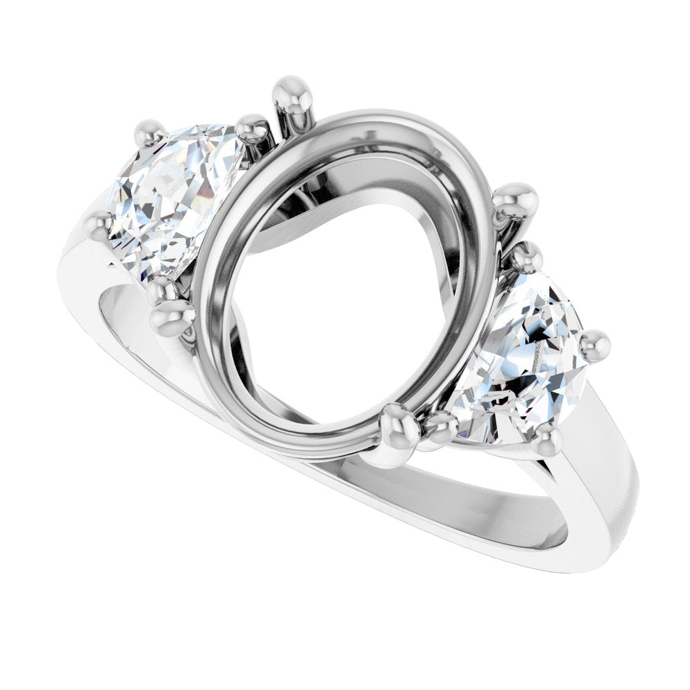 14K White 5.5 x 3.4 mm Oval 3/4 CTW Lab-Grown Diamond Semi-Set Engagement Ring