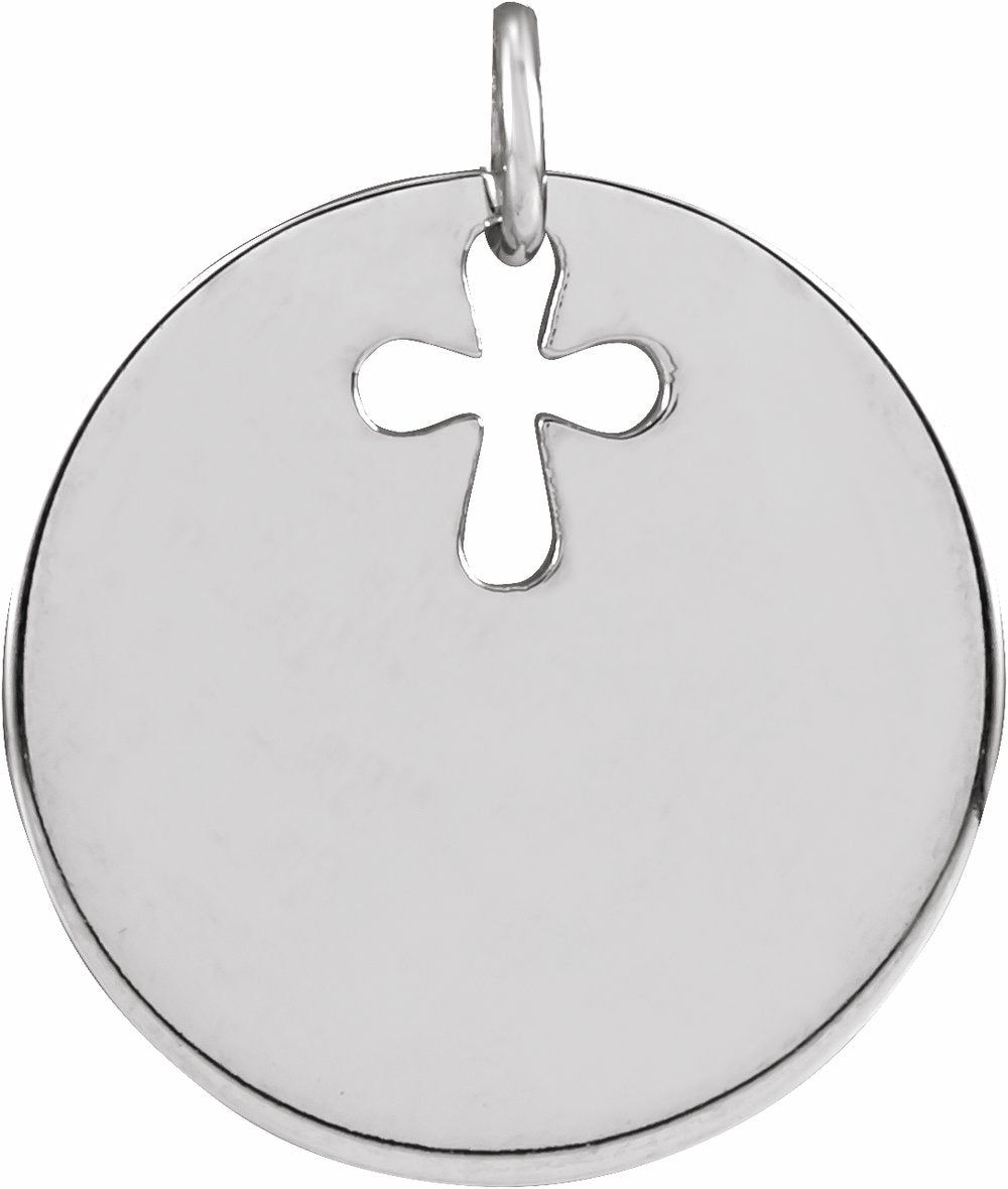 Sterling Silver Pierced Cross Disc Pendant