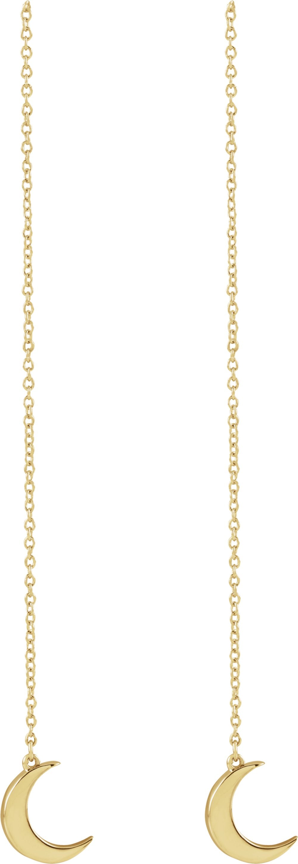 14K Yellow Crescent Moon Chain Earrings