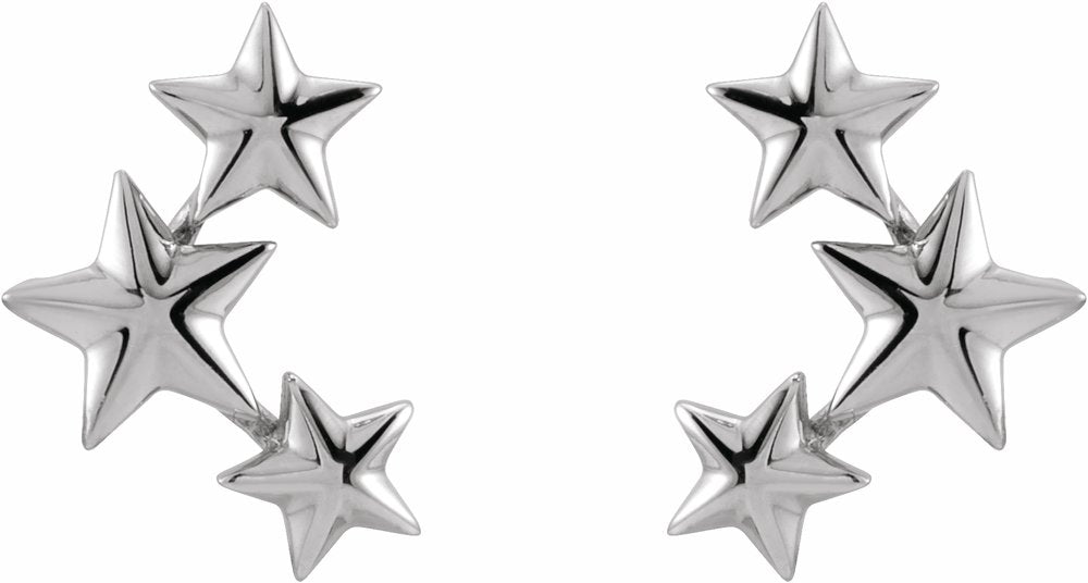 14K White Star Ear Climbers