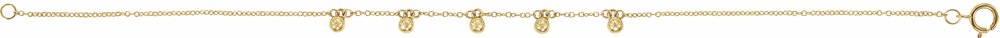 14K Yellow Beaded 5-Station 7" Bracelet